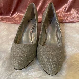 Silver Glitter Kitten Heel